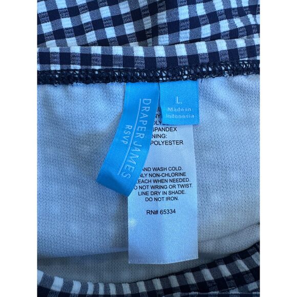 NWT Draper James Navy Gingham Seersucker Side Shirred High Waist Bikini Bottom - Picture 6 of 6